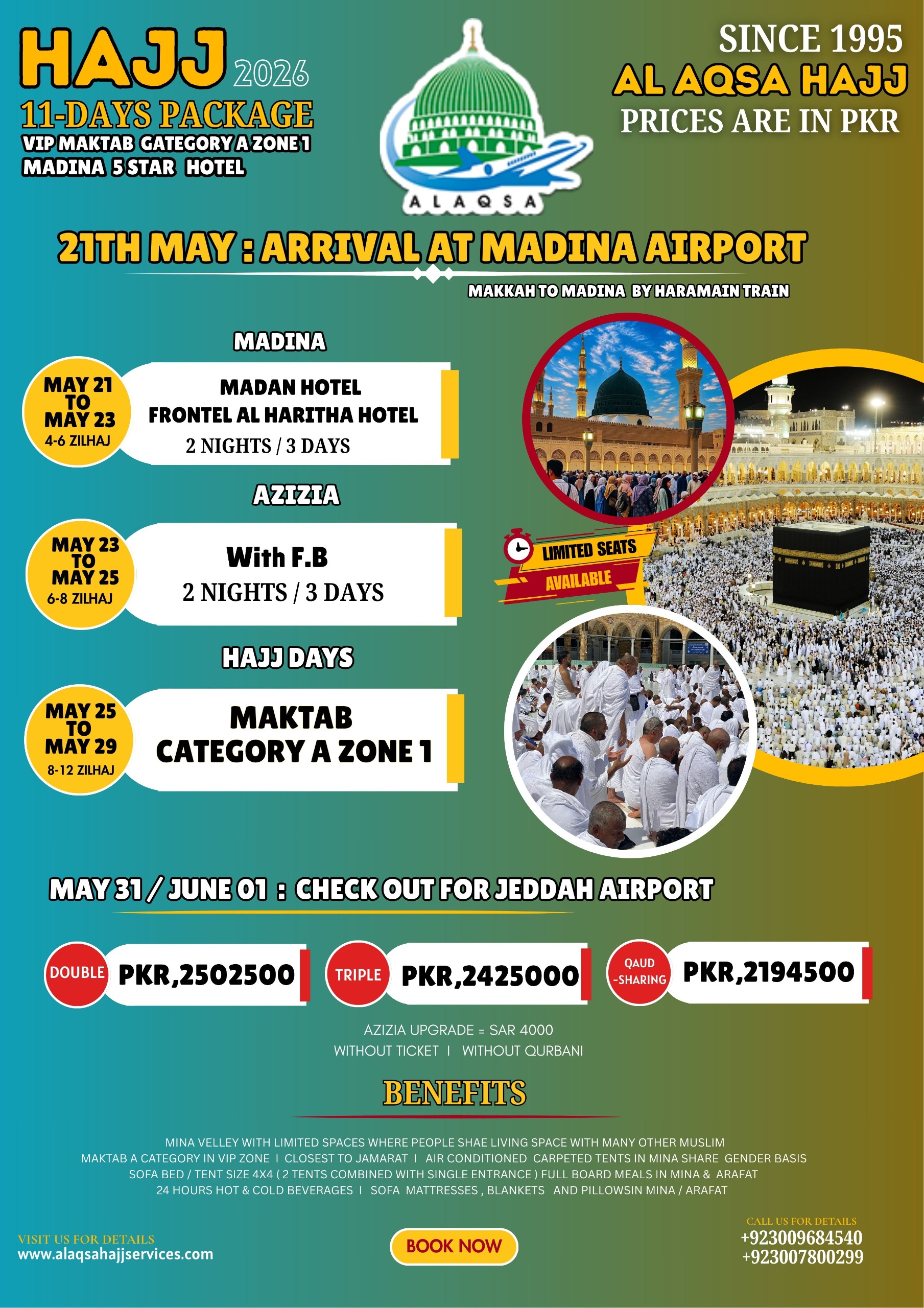 Al-Aqsa 11 days Hajj 2026 package details